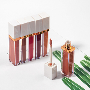 White Square Cap Rose Gold Trim Liquid Lip Gloss, Matte & Shimmer High Pigment Long-Lasting Non-Sticky Lip Tint - Product Image 3