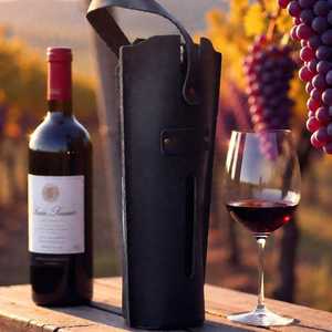 Vintage Handcrafted Genuine Leather Wine Holder Classic Single Bottle Carrier Tote Premium Leather Gift Sleeve LEB-0097 - Product Image 6