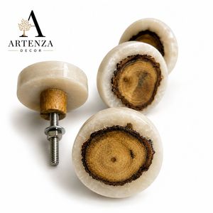 Pomo Redondo Moderno de Resina y Madera Natural, Tirador de Cajón Hecho a Mano, Manija Decorativa para Muebles, Accesorio para Armario, Artenza Decor - Product Image 2