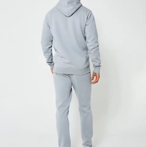 Conjunto Deportivo de Sudadera con Capucha Gris Claro para Hombre - Conjunto de Sudadera y Pantalones Deportivos Lisos con Logotipo Personalizado, Ropa Deportiva Informal de Dos Piezas - Product Image 6