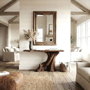 Table console en bois naturel sur mesure, table de couloir pour villa de luxe, entrée résidentielle, table d'entrée 100% artisanale - Product Image 2