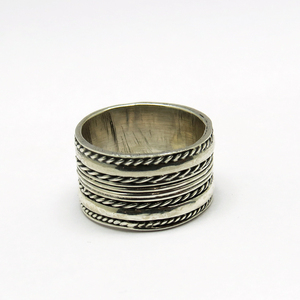 Anillos de Plata de Ley Oxidada con Incrustaciones de Piedras Preciosas, Estilo Bohemio, para Mujer, Unisex, para Bodas, Aniversarios y Fiestas - Product Image 1