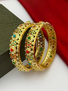 Bhargavi Indian Rhodium Plated Jadau Handcrafted Imitation Pearl <b>Bangles</b> <b>Set</b> Women | Luxury Bridal Wedding Ethnic Traditional - Product Image 1