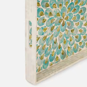 Ensemble de plateaux de service carrés incrustés de nacre. Fabriqué au Vietnam. Vente en gros disponible directement de l'usine. - Product Image 5