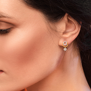 Pendientes de Aro Circulares Chapados en Oro de Primera Calidad con Diamantes CZ en Forma de Flor, Elegantes para Mujer, Joyería de Moda para Bodas y Fiestas - Product Image 2