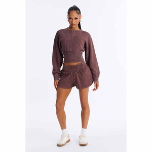 Survêtements personnalisés pour femmes, ensemble sweat-shirt et short, haut court et short, ensemble 2 pièces, ensemble de vêtements - Product Image 4