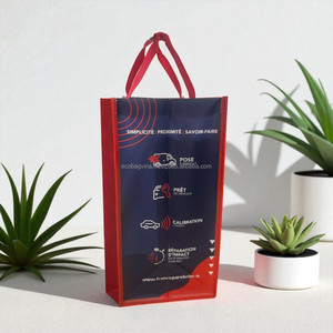 Bolsa de compras no tejida con logotipo personalizado con laminado mate, asas fuertes, cierre de hombro para promociones de comestibles de supermercado - Product Image 5