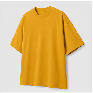 Camiseta de Manga Corta Oversize para Hombre, de Algodón Hilado, Color Dorado Mostaza, Modelo MTS-OVR-0033 - Product Image 4