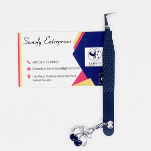 Diamond Grip 90 Degree Fiber Tip Stainless Steel Precision Anti-Static Durable 10mm Eyelash Tweezers <b>Cherry</b> Charms Lash - Product Image 3