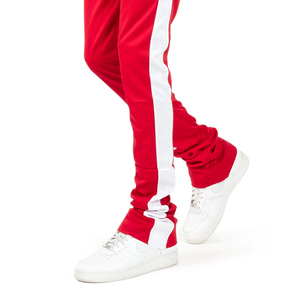 Pantalones de chándal informales de rizo de algodón 100% para hombre, pantalones apilados de Color sólido con llamarada personalizada desgastada, ligeros para corte de dobladillo crudo Edg - Product Image 2