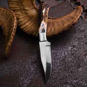 Cuchillo de Caza Hecho a Mano Personalizado con Mango de Asta de Ciervo, Ideal para Desollar y Cortar, OEM Disponible, Hoja Fija, Funda de Cuero - Product Image 5