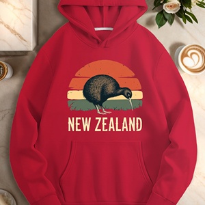 เสื้อมีฮู้ดลำลองของผู้หญิงภาพนกกีวีวินเทจ - Product Image 1