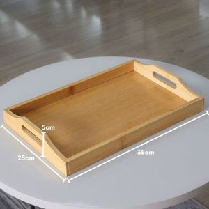 Plateau de service en bois massif fait main, durable, avec poignées latérales, pour le petit-déjeuner, le café, le thé, les collations, décoration de table à manger, style moderne - Product Image 2