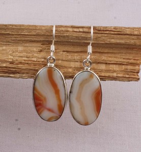 925 <b>Sterling</b> <b>Silver</b> Jasper <b>Earrings</b> Natural Black and White Gemstone Marquise <b>Dangle</b> <b>Earrings</b> Handmade Jewelry Wholesale - Product Image 2