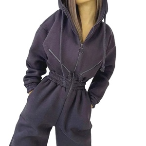 Costume de sport une pièce à capuche pour femme 2024, pantalon de loisirs, couleur rose, nouveau - Product Image 3