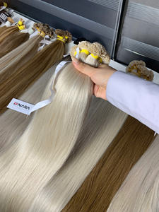 Extensions de cheveux de haute qualité, kératine pré-collée, pointe plate, 100% cheveux vierges vietnamiens, couleur platine - Product Image 4