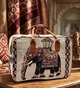 Bolsa de Lona Bohemia Vintage con Bordado, Estampado de Elefantes, Bolsa de Viaje con Cierre, Dos Asas, Gran Capacidad, Unisex, Bolsa de Fin de Semana - Product Image 3