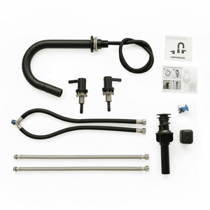 Rubinetto Lavabo Nero Opaco da 8 Pollici con 2 Maniglie, Design a 3 Fori, Doccetta Estraibile a 360 Gradi e Scarico Pop-Up - Rubinetti di Qualità per Lavabo - Product Image 6