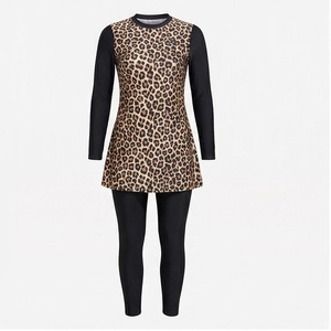 Robe de yoga à imprimé léopard, manches longues, col rond, taille haute, séchage rapide, spandex, polyester, vêtements de sport pour femmes, ensemble de vêtements de sport - Product Image 1