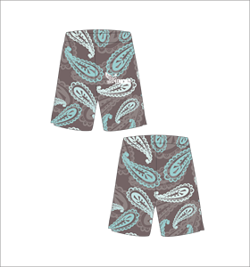 Pantalones Cortos de Baloncesto Grises Personalizados con Estampado Paisley Azul Claro, Ligeros, Transpirables, de Malla, para Entrenamiento Deportivo y Estilo Urbano - Product Image 1