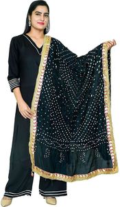 Dupatta Bandhani multicolore de qualité supérieure avec bordure en dentelle de designer, dupatta ethnique traditionnel du Rajasthan, teinture tie-dye Bandhej pour femmes - Product Image 6