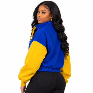 Sudadera de cuello alto con cordones y bordado de la hermandad griega Sigma Gamma Rho para mujer, estilo color block, venta al por mayor - Product Image 3