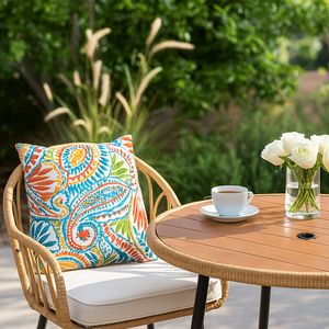 Lightweight <b>Aluminum</b> Frame Outdoor Rattan Dining <b>Table</b> with Umbrella Hole for Patio Backyard Balcony or Garden - Product Image 3