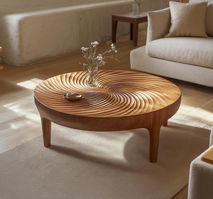 Modern Nordic Creative Solid Wood Japanese Style Tea <b>Table</b> Retro Home Log Annual Ring for <b>Small</b> Living Room <b>Round</b> Pattern - Product Image 1