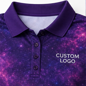 Custom Logo Womens <b>Purple</b> Galaxy Short Sleeve <b>Polo</b> <b>Shirt</b> Quick Dry Sublimation Golf Sportswear - Product Image 5