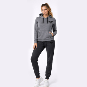 Conjunto Deportivo Informal Personalizado para Mujer, Sudadera con Capucha Gris y Pantalones Deportivos, Traje Deportivo de Algodón y Felpa, Ropa Deportiva para Mujer, Conjunto para Estar en Casa con Logotipo Personalizado - Product Image 2