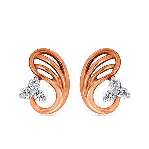 Boucles d'oreilles clous en or rose 18 carats avec diamants ronds taille brillant cultivés en laboratoire, bijoux minimalistes pour femme à porter au quotidien - Product Image 1