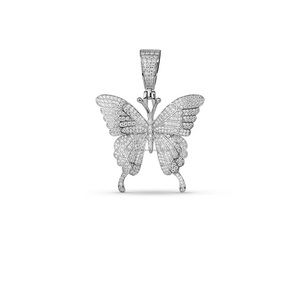 925 Sterling Silver Rhodium Plated Iced Out Moissanite Diamond Butterfly Pendant Charm Gift for <b>Girlfriend</b> Hip Hop Party Jewelry - Product Image 2