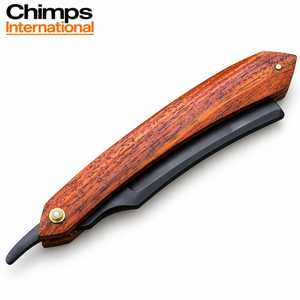 Chimps International - Navaja de Afeitar Recta con Mango de Madera, Hoja Negra de Acero Inoxidable, Navaja de Barbero Plegable, Herramienta para Afeitar la Cara, Hecha a Mano - Product Image 4