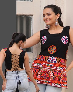 Indian Trendy Navratri Special Georgette Kutchi Gamthi Work <b>Top</b> Traditional Premium Summer <b>Wedding</b> Beach Quick Dry Ethnic Wear - Product Image 6