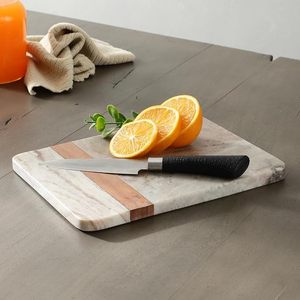 Planche à découper en marbre et bois faite à la main, planche de service, planche à fromage, préparation alimentaire en cuisine, décoration de la maison, cadeau - Product Image 5