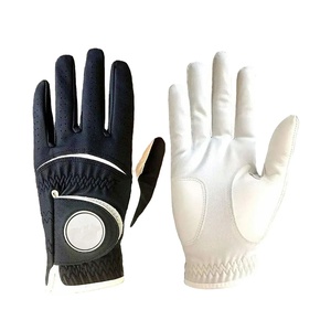 Gants de golf blancs en cuir véritable, à doigts complets, antidérapants, respirants, pour droitier, unisexe, avec logo trèfle, fermeture à enfiler, sport - Product Image 2