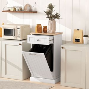 Cestino per Rifiuti da Cucina Bianco con Apertura a Ribalta, Contenitore per Raccolta Differenziata Autoportante - Product Image 2