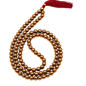 Japa Mala Saadi en Cristal d'Hématite Cuivrée, 108 Perles, Pierres de Guérison Bouddhistes, Agate Mala Grade AAA, Écologique, Unisexe - Product Image 1