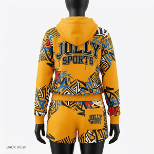 Conjunto de Sudadera y Pantalones Cortos de Felpa de Algodón de 300 GSM de Calidad Premium para Mujer, Estilo Urbano, con Logotipo Sublimado - Product Image 3