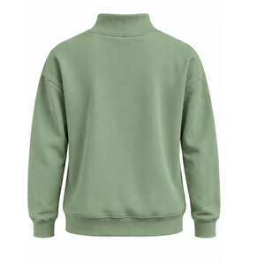 Sage Green Women Mock Neck Sweatshirt Long Sleeve Pullover High Neck Casual Fleece Top Oversized Winter Streetwear <b>Jumper</b> - Product Image 2