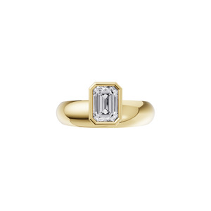 Bague de mariage solitaire Aarinya moderne en or 14 carats, sertie d'un émeraude taillée émeraude de 0,5 carat, certifiée IGI, au design audacieux et minimaliste - Product Image 1
