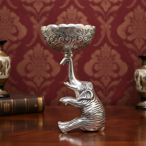 Handmade Vintage Metal <b>Elephant</b> <b>Candle</b> <b>Holder</b> Carved Bowl Stand Decorative Centerpiece Figurine For Home Decor Table Top - Product Image 3
