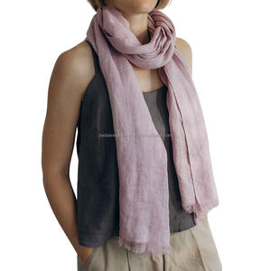 Dupatta en lin minimaliste uni décontracté pour femmes, écharpe et châle ethnique polyvalent, accessoire respirant et doux pour la peau - Product Image 2