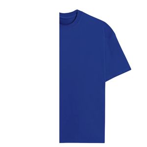 T-shirt bleu à manches courtes en coton pour homme avec logo de marque privée |   T-shirt basique décontracté uni |   OEM ODM - Product Image 3