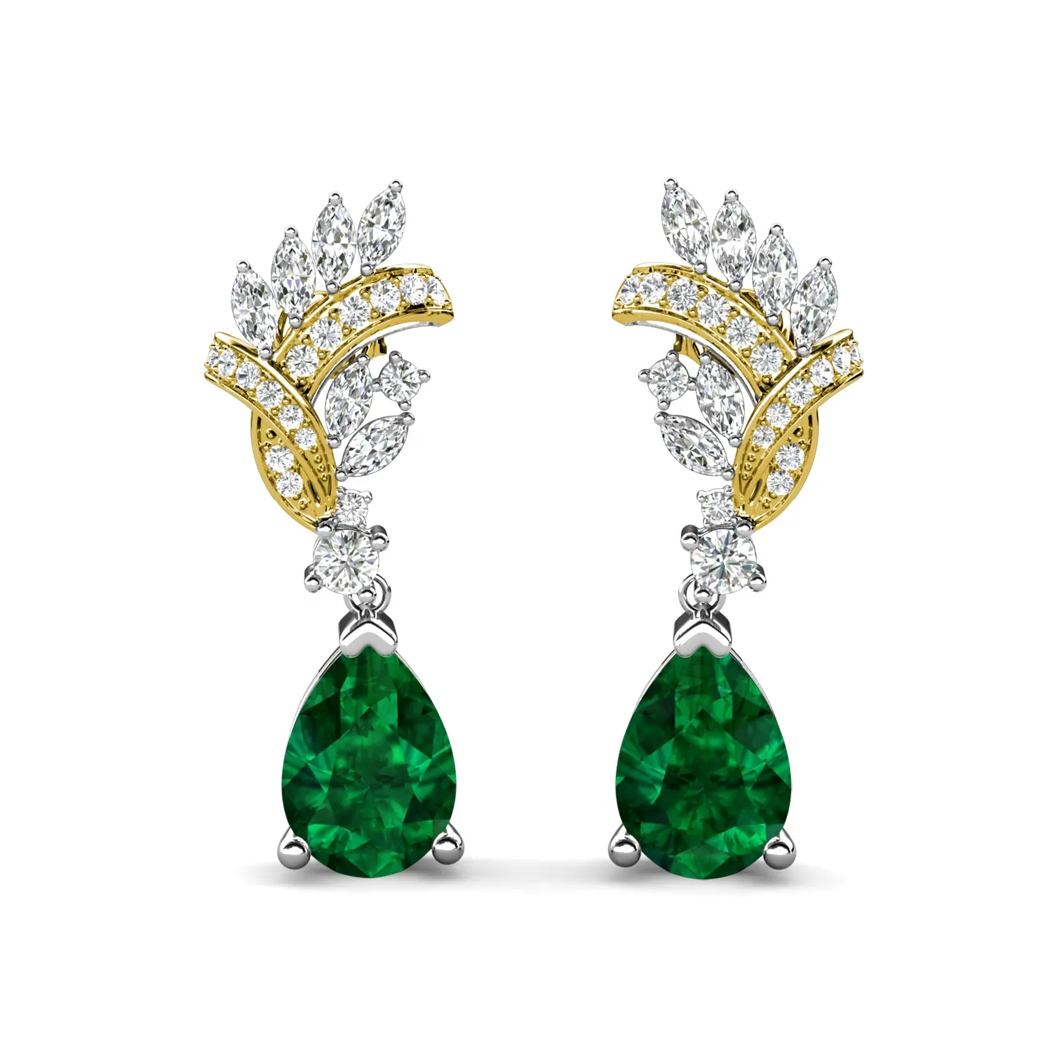 Wholesale 925 Sterling Silver Vivid Green Emerald Luxury Statement Drop Earrings Fancy Bridal Women Jewelry Destiny Jewellery