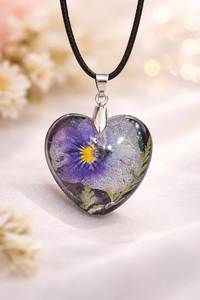 Collar de Resina de Cristal Hecho a Mano con Piedras Naturales, Colgante de Turquesa de Diseño con Patrón Escultórico para Mujeres y Niñas - Product Image 3