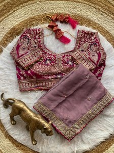 Rangoli Silk <b>Saree</b> with Sequence Embroidery Work Designer Party Wear <b>Saree</b> with Heavy <b>Satin</b> Silk Stitched Blouse and Tassels - Product Image 4