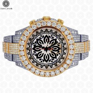 Montre de luxe Charm_Jewells en acier inoxydable, cadran 40 mm, chronographe mécanique analogique, lunette sertie de diamants, bracelet unisexe tendance, 10 bars - Product Image 3