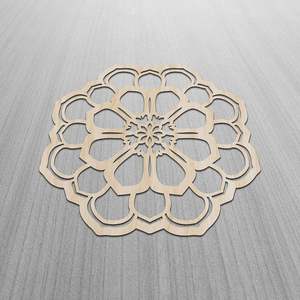 Arte de Pared de Madera con Diseño Floral Abstracto, Patrón de Celdas Simétricas, Madera Contrachapada de Abedul, Decoración Rústica para Sala de Estar, Dormitorio u Oficina - Product Image 2