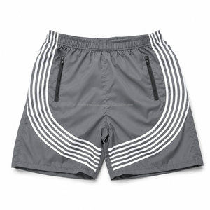 Shorts amples en nylon pour homme, imperméables, de plage, élastiques, imprimés, unis, avec cordon de serrage, pour la gym, coupe-vent, style survêtement - Product Image 3